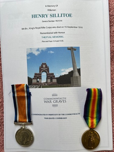Ww1 medals sillitoe - medals,