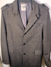 TopMan Trench Coat - Men's Large (slim fitting) - Grey - Overcoat Jacket