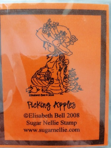 Picking apples rubber stamp - picking,