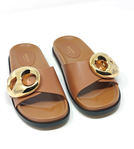Gucci leather slides brown - leather,