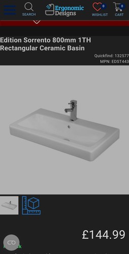 Wall hung ceramic basin - , 800mm