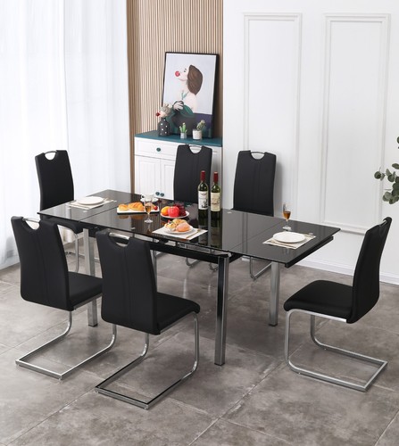 Black glass extending chrome - glass,