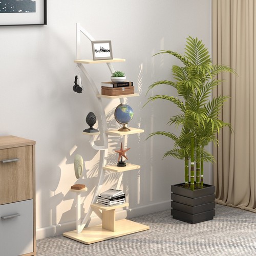 Shelf tier tall wood - wood, plant