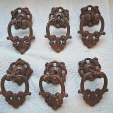 Set of 6 Vintage C&A Reclaimed Heavy Rusty Metal drawer chest handles knobs