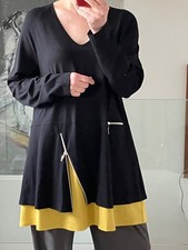 Doris Streich Ladies Casual Lagenlook Jersey Tunic /Top Black / Mustard L/XL