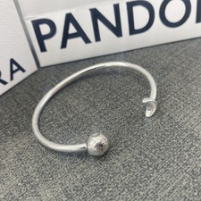 Genuine Pandora Moon and Star Sterling Silver Open Bangle Bracelet S925 ALE 19cm