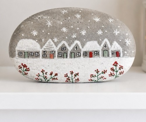 Hand painted snowy christmas - hand,