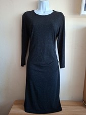 Noa Noa Black Silver Sparkly Ruched Bodycon Dress Size M 12