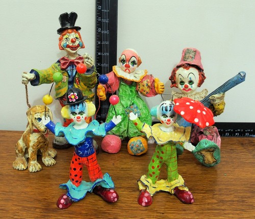 Vintage paper mache clown - paper,
