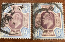 SALE gb 1902/13 stamps edward vii Used 2 x 9d SG307 (lot 778)