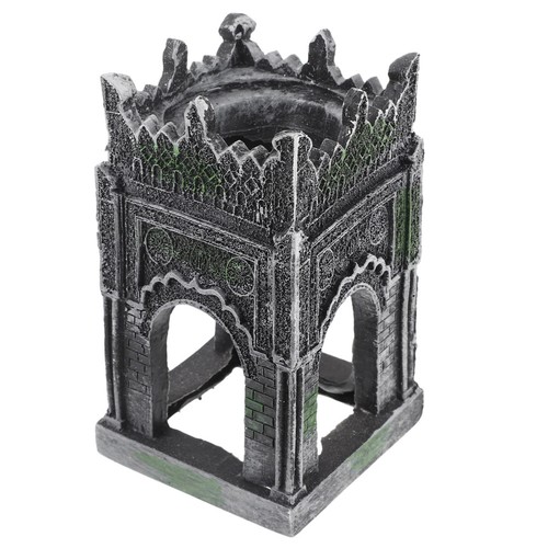 Grey resin aquarium castle - resin,