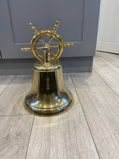 Large Brass  Ships Bell With Wheel Bracket