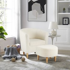 Lamb Flannel Fabric Tub Chair