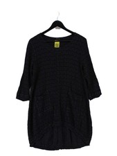 Grizas Women's Top S Black Linen with Cotton 3/4 Sleeve Crew Neck Tunic