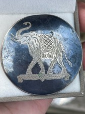 Antique Vintage 925 Sterling Silver Thai Siam Brooch Elephant Boho Statement 