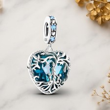 Blue Heart Family Tree dangle