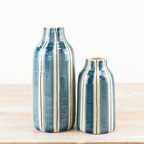 Blue white ceramic vase - white,