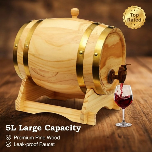 Wood wine barrel with stand - 5l,
