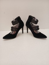 M&S Collection Insolia Stiletto Heel Black Velvet Shoes in size 3 Rear Zip Close