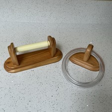 Wooden Toilet Paper Roll Holder & ring towel holder wall mounted good condition
