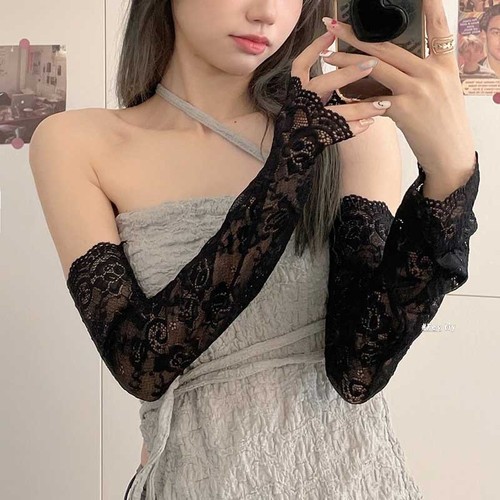 Sheer lace arm sleeves - lace,