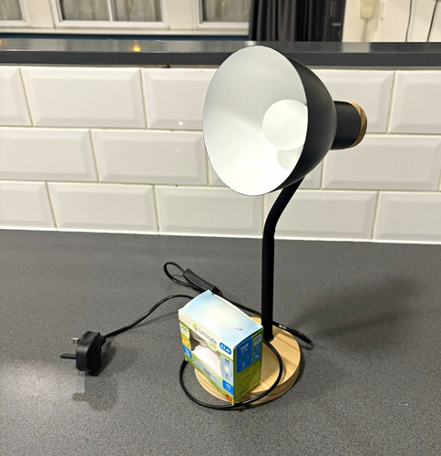 Metal wood desk table lamp - &,