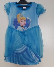Girls Disney Princess Cinderella Dress Age 3/4 Years Blue Short Sleeve 