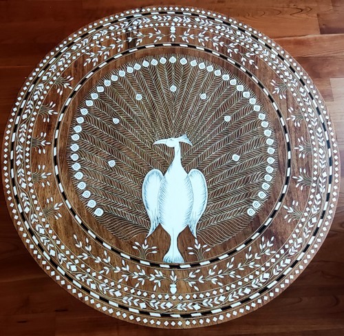 Bone inlaid peacock coffee - bone, of