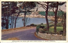 Approaching Idle Rocks and Ship & Castle Hotels, St. Mawes - Posted 1962