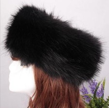 Luxury Ladies Faux Fur Hat Big HeadBand Winter Earwarmer Hat Ski