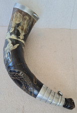 Vintage Carved Powder Horn Paraguay - Cow Horn