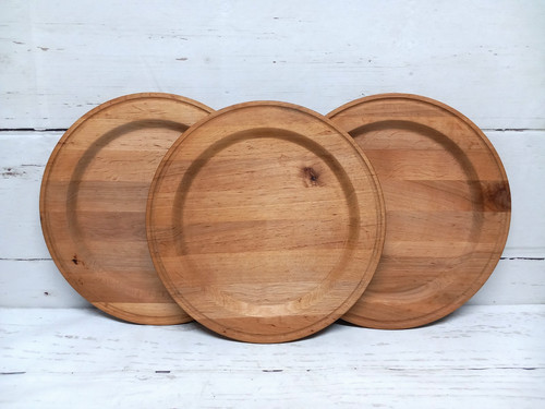 Wooden turned dinner plates - wooden,