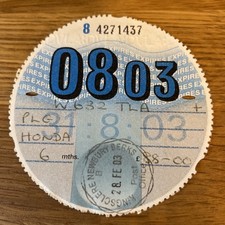 Old Tax Disc August 2003