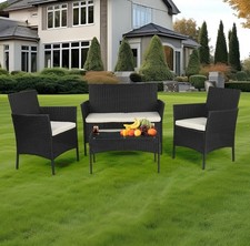 4 Piece Rattan Garden Furniture Set, Patio furniture, Garden Table
