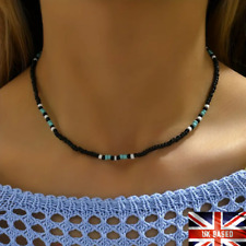 Necklace Black Blue Beads Choker String Beaded Strand Women Men Jewelry Holiday