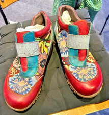 Socofy ankle boots, multicoloured, size 42, leather/ fabric upper. VGC worn once