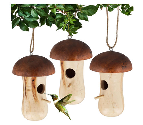 3pcs wooden hummingbird - wooden,
