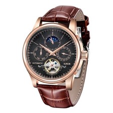 Tourbillon Leather Watch Men's
