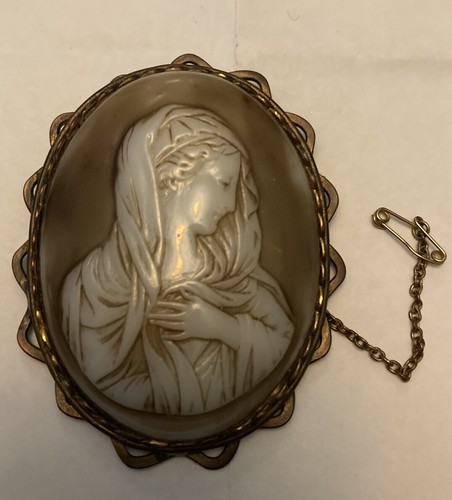 Vintage cameo brooch madonna - vintage,