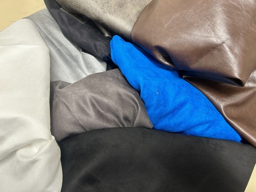 Leather and suede remnants - and,