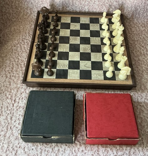 Vintage chess board wooden - vintage,