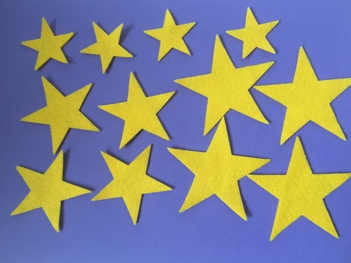Felt star shapes yellow - x, 12