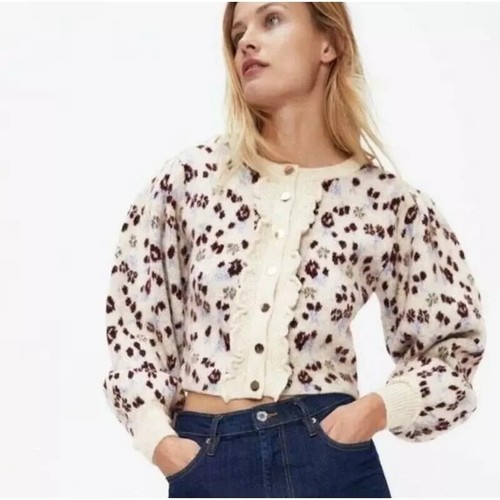 Floral jacquard knit cardigan - floral,