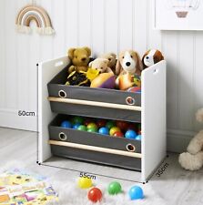 Kids 2-Tier Toy Storage Organizer Cabinet with Baskets and Display Shelves Unit