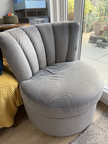Velvet grey swivel armchair - grey,