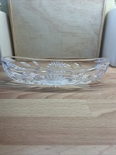 Vintage Oval Shaped Crystal Cut Glass Bowl Banana Split Trinket Dish