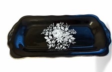 Sandland Hanley Staffordshire Sandwich Plate Tray Black And White Rose Pattern