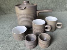 Denby Chevron Green Pattern Coffee Pot Egg Cups Sugar Bowl Cups E232