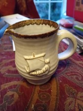 Jerry Harper Studio Pottery Jug Stoneware Blacktoft Viking Longboat Galleon