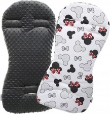 Baby Liner Pad Stroller Pushchair 71x35cm Dimple Insert GRAPHITE/Little Mouse